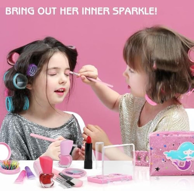 Next Store Makeup Kit for Girls, Includes Mermaid Makeup Bag, Real Makeup, Non-Toxic and Washable for Little Girls Age 4-6-8-10-12. - Image 2