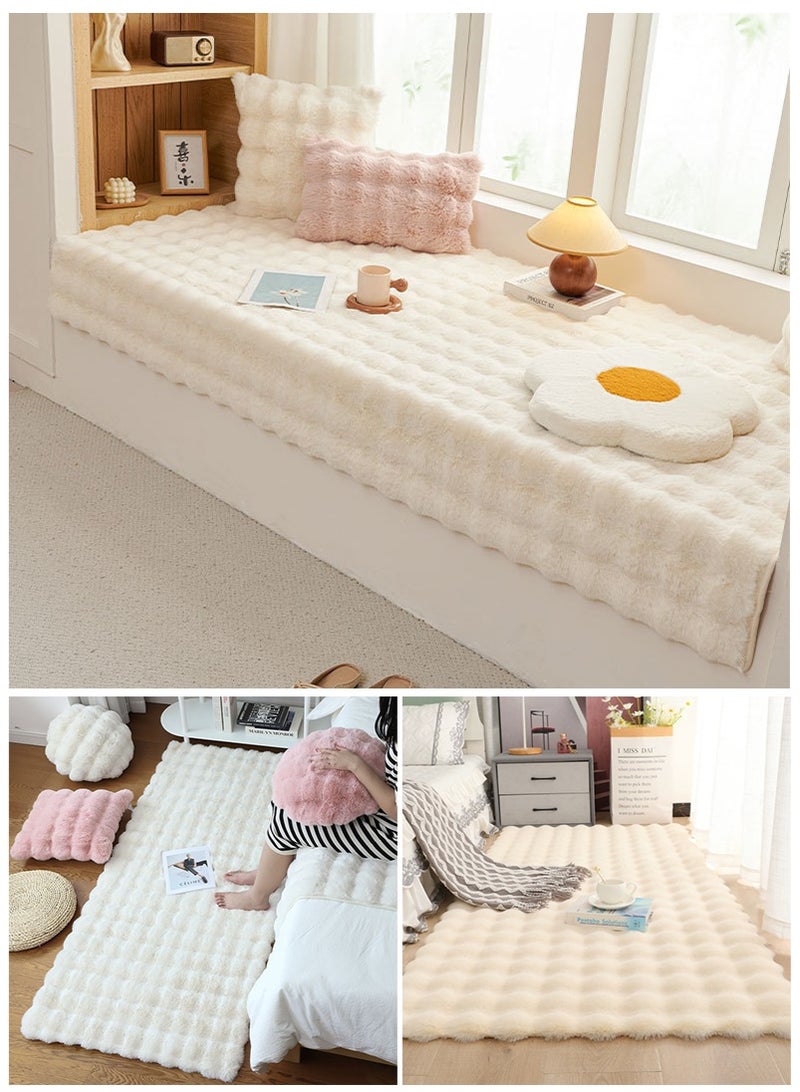 TAPIT 190x300cm Faux Rabbit Fur Area Rug for Home, Bedroom Bedside Anti-Skid Plush Carpet, Living Room Bay Window Balcony Blanket Mat, Soft Bubble Fleece Home Decor Floor Carpet - Image 3