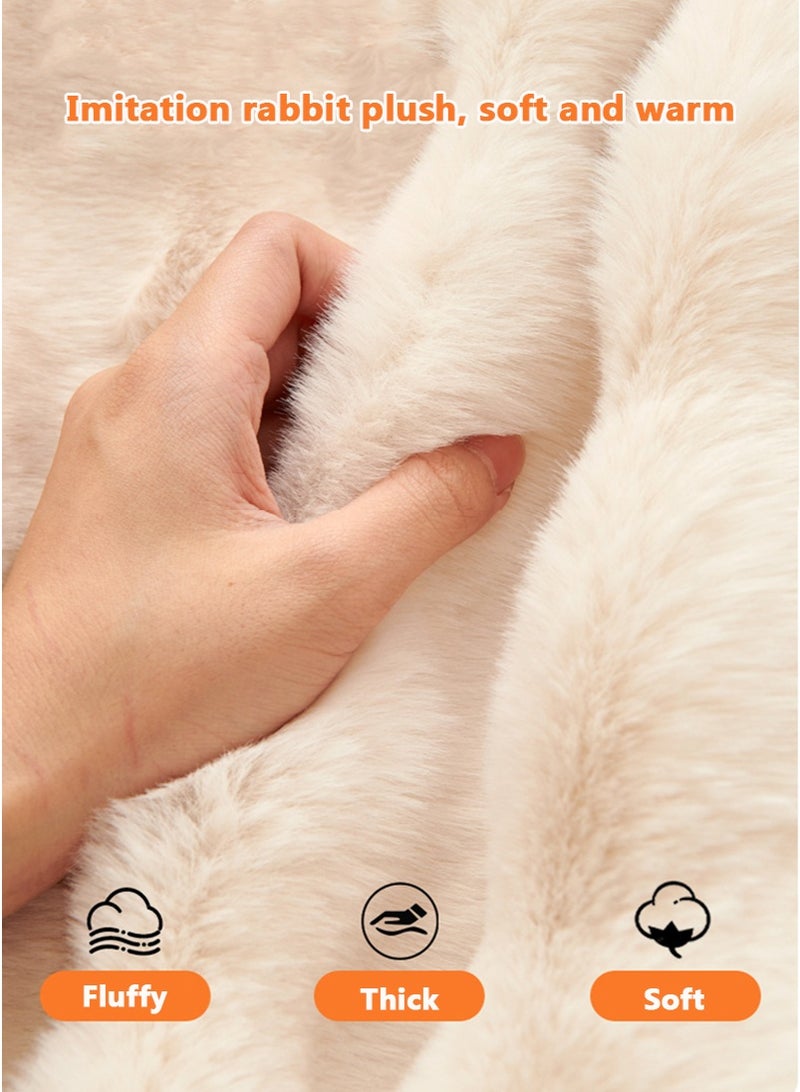 TAPIT 190x300cm Faux Rabbit Fur Area Rug for Home, Bedroom Bedside Anti-Skid Plush Carpet, Living Room Bay Window Balcony Blanket Mat, Soft Bubble Fleece Home Decor Floor Carpet - Image 4