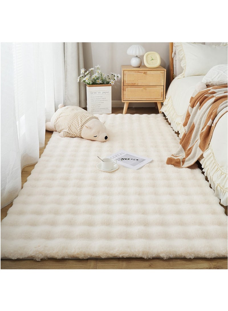 TAPIT 190x300cm Faux Rabbit Fur Area Rug for Home, Bedroom Bedside Anti-Skid Plush Carpet, Living Room Bay Window Balcony Blanket Mat, Soft Bubble Fleece Home Decor Floor Carpet - Image 1