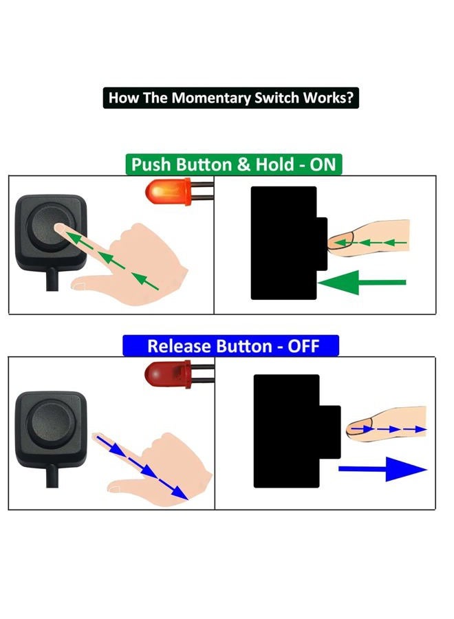 Gebildet 4pcs Momentary Push Button Switch, ON/OFF Horn Buttons, 0.5A Surface Mount Mini Switches for 12V-24V Car Horn, Industrial Control, Electronic Experiments - Image 2