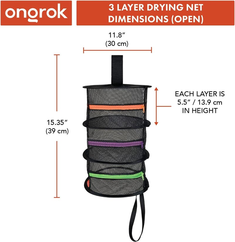 ONGROK Mesh Drying Rack, 3 Tier , Hanging Herb Drying Net, Plant Dryer Tent - Image 1