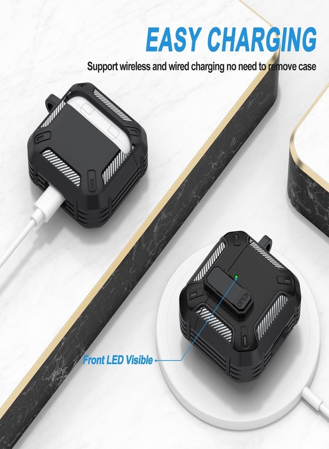 Meliya for AirPods 4th Generation Case Cover with Secure Lock Clip, Rugged Shell Full-Body Shockproof Protective Cover with Cleaner kit for AirPods 4 (2024) (Black) - Image 4