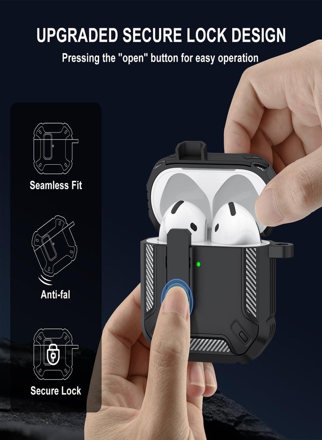 Meliya for AirPods 4th Generation Case Cover with Secure Lock Clip, Rugged Shell Full-Body Shockproof Protective Cover with Cleaner kit for AirPods 4 (2024) (Black) - Image 3