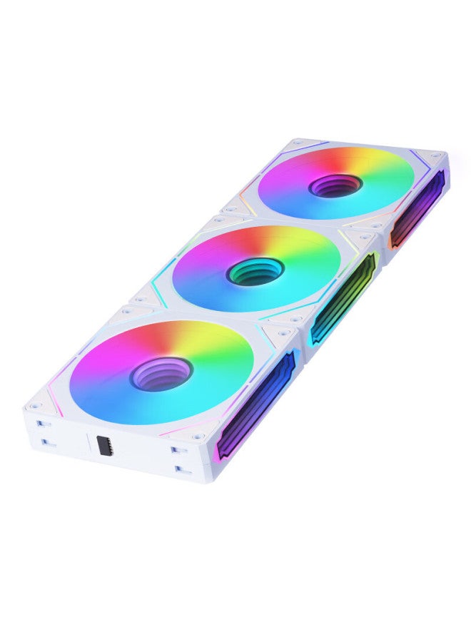 Play Jia Wanji Xingchen Pro Building Block Fan, White Reverse Triple Pack, 12cm Water-cooled Case Fan Module, Wireless Splicing/argb Synchronized Lighting/pwm Temperature Control - Image 5