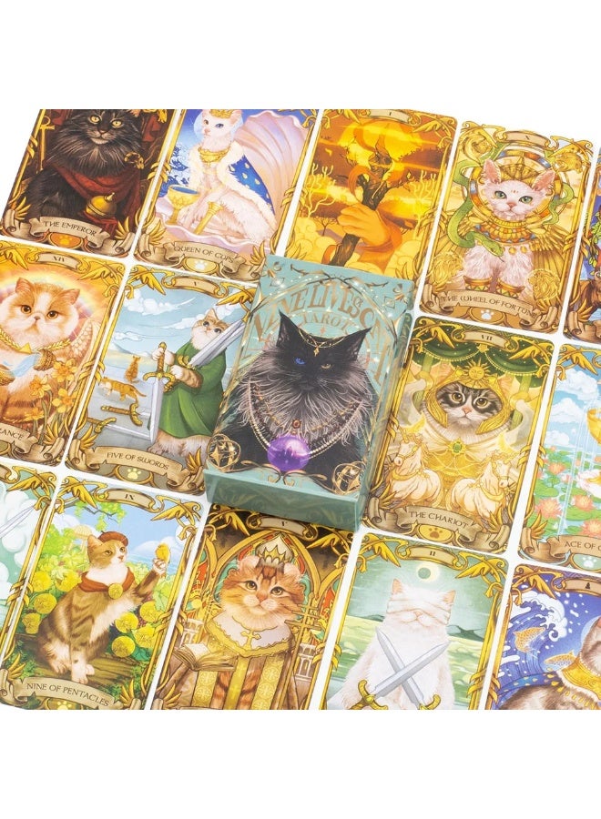 NIBEMINENT Nine-Boat Cat Tarot Cards - For Family Gatherings - High-Quality Divination and Prediction Tarot Cards - Image 3