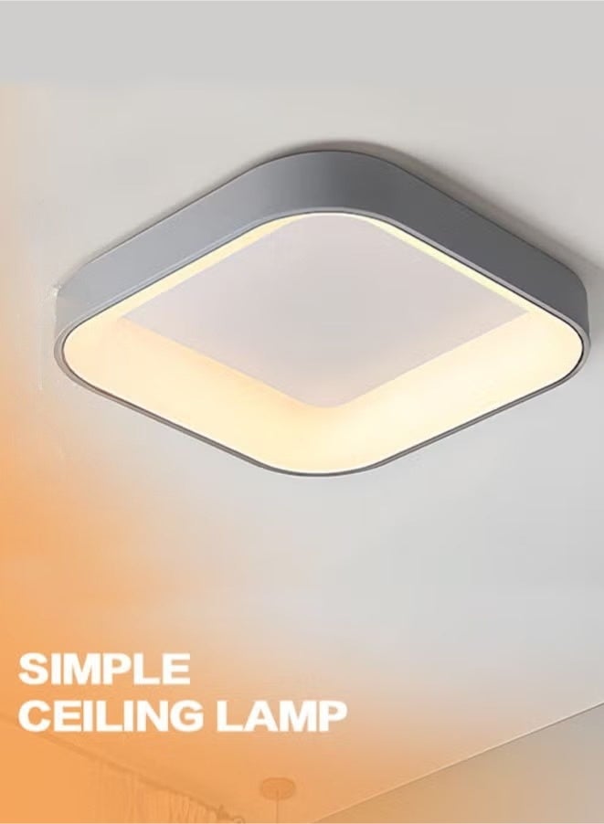 WALALLA LED Ceiling Light 3 Color Temperatures (3000K/4500K/6000K), Dimmable Metal Lamp for Bedroom, Kitchen, Office, Corridor, Anti-Flicker, Ultra-thin Design, Energy-saving and Environmentally Friendly,Grey Border - Image 1