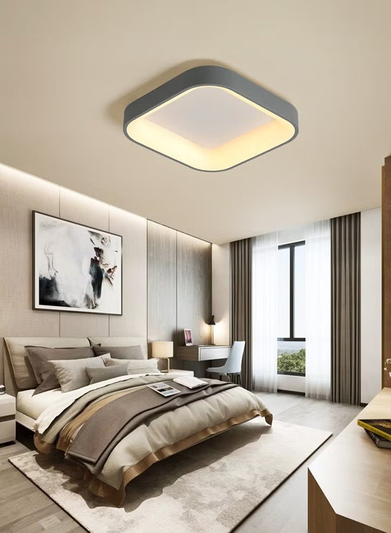 WALALLA LED Ceiling Light 3 Color Temperatures (3000K/4500K/6000K), Dimmable Metal Lamp for Bedroom, Kitchen, Office, Corridor, Anti-Flicker, Ultra-thin Design, Energy-saving and Environmentally Friendly,Grey Border - Image 3