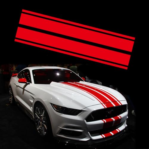 Leasinder Car Hood Stripe Sticker Universal Auto Racing Stripes Body Side Decal Vinyl Stripe Sticker Accessories Modified Decoration for Car Vehicles Red 63 11 - Image 1