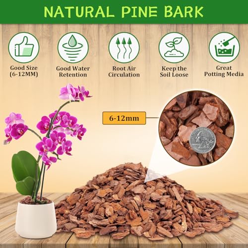 Legigo 2 Quarts Organic Orchid Potting Bark- All Natural Orchid Bark Potting Mix Pine Bark Wood Chips for Houseplant Mulch, Orchid Plants Root Development, Mulch for Potted Plants - Image 2