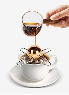 HOOPZOZA Reusable Coffee Cooling Ball Coffee Cooling Tool Stainless Steel Coffee Cooler Frozen Ball for Espresso Coffee Espresso Frozen Ball Frozen coolant inside Ice Ball Tools for Coffee Bourbon 12×12×4CM  - Image 1