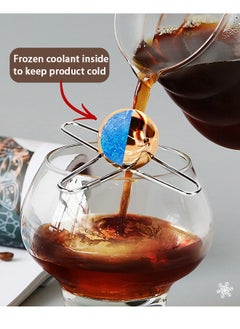 HOOPZOZA Reusable Coffee Cooling Ball Coffee Cooling Tool Stainless Steel Coffee Cooler Frozen Ball for Espresso Coffee Espresso Frozen Ball Frozen coolant inside Ice Ball Tools for Coffee Bourbon 12×12×4CM  - Image 2
