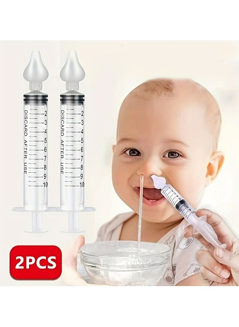 قطعتان من شفاط أنف الأطفال، مجموعة احترافية لري أنف الأطفال، حقنة الأنف لتنظيف إزالة المخاط، شفاط أنف سيليكون للأطفال، حقنة لري الأنف، 10 مل لري الأنف - Image 1