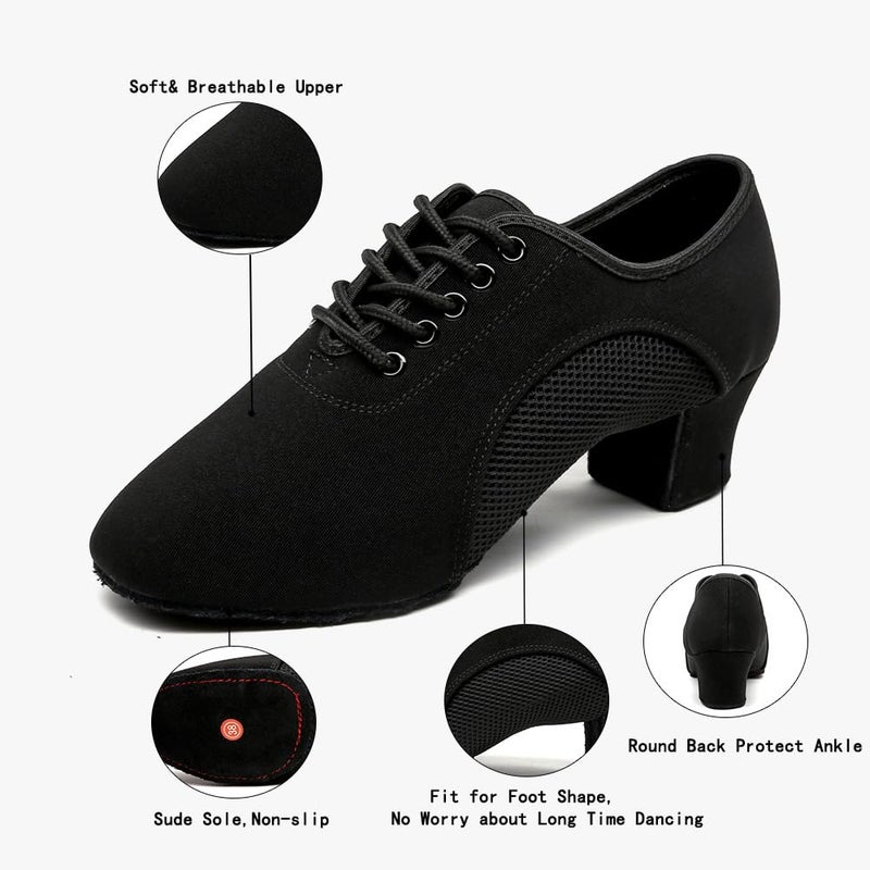 MSMAX Ballroom Dance Shoes Women Black Character Shoes Latin Dancing Heels Jazz Rhythm Irish Dance Shoes 3CM Heel 7 M US Women - Image 4