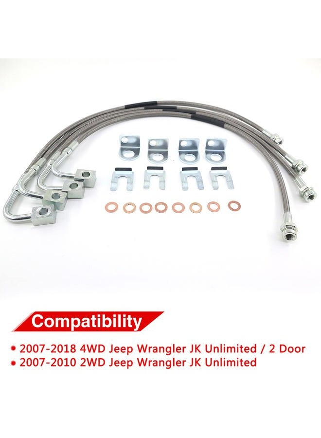 RJSPHH 89716 Stainless Brake Lines Compatible with 2007-2018 Jeep Wrangler JK (4pcs) - Image 3