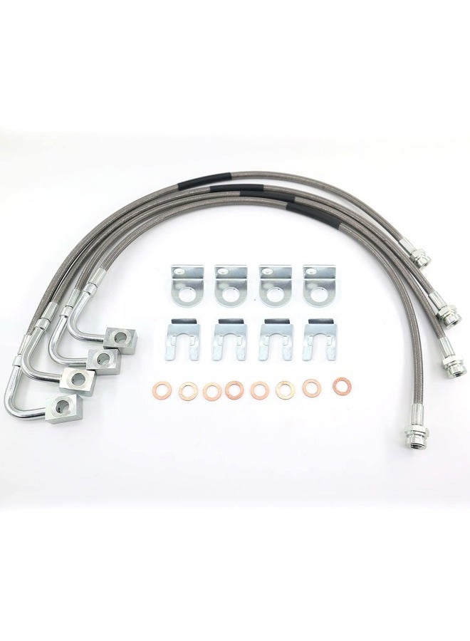 RJSPHH 89716 Stainless Brake Lines Compatible with 2007-2018 Jeep Wrangler JK (4pcs) - Image 1