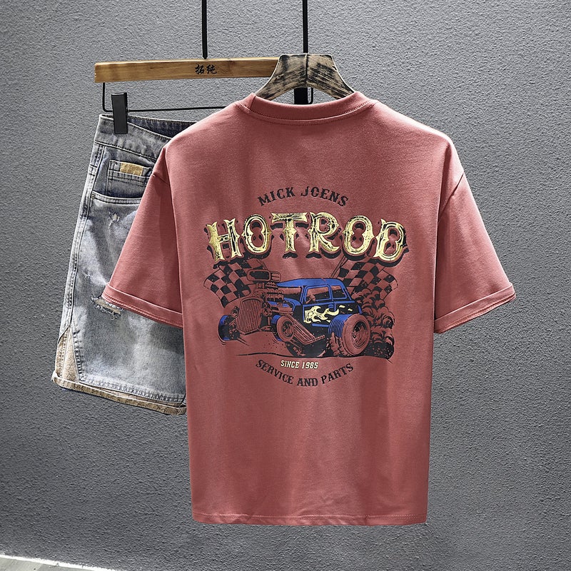 Fashion Brand Printed Short-Sleeved T-Shirt Men'S Spring Heavy Cotton T-Shirt Loose Half-Sleeve Bottoming Top - Image 4