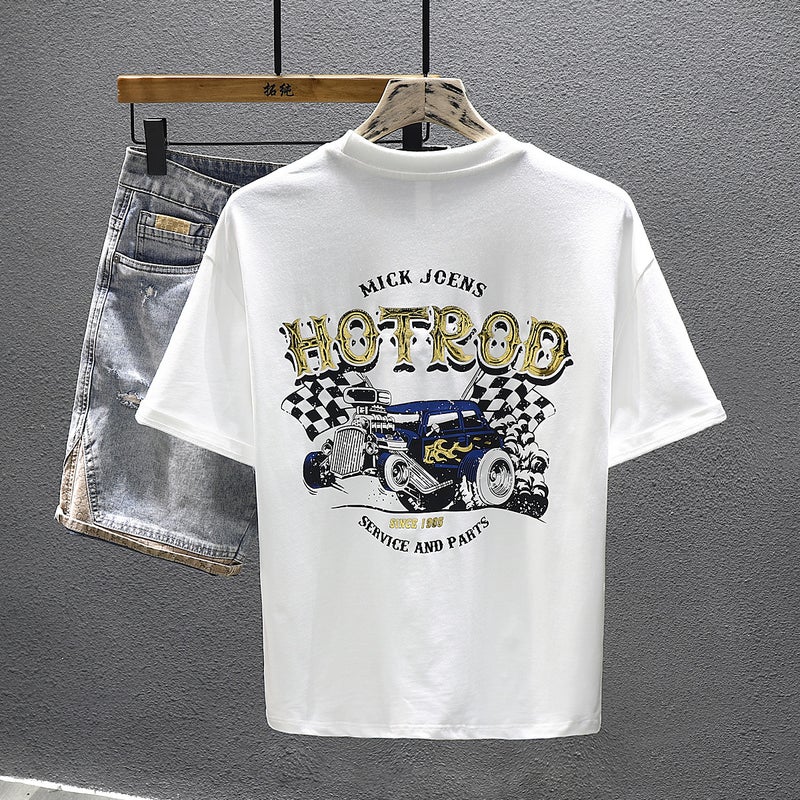 Fashion Brand Printed Short-Sleeved T-Shirt Men'S Spring Heavy Cotton T-Shirt Loose Half-Sleeve Bottoming Top - Image 2