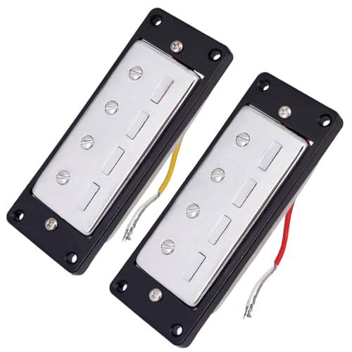 JD.Moon Mini 4 string Bass Guitar Humbucker Pickups with Black Ring Chrome Set of 2pcs - Image 1