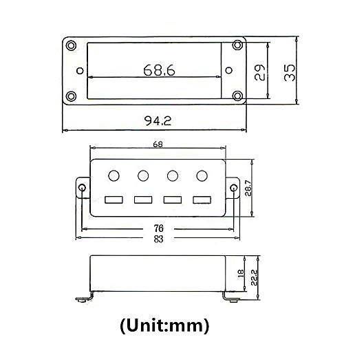 JD.Moon Mini 4 string Bass Guitar Humbucker Pickups with Black Ring Chrome Set of 2pcs - Image 4