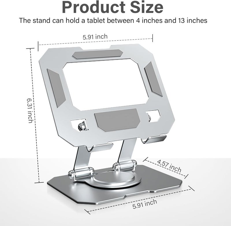 SOOPII 360°Rotating Metal Portable & Foldable Cell Phone Stand Anti Slip for Office & Kitchen, Adjustable Tablet Stand for All Mobile Phones (DM-35) - Image 2
