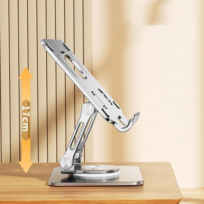 SOOPII 360°Rotating Metal Portable & Foldable Cell Phone Stand Anti Slip for Office & Kitchen, Adjustable Tablet Stand for All Mobile Phones (DM-35) - Image 3