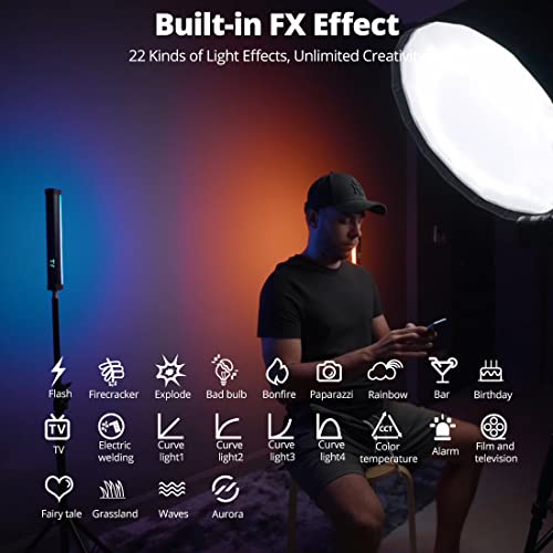 AMBITFUL A2 Full-Color RGB Tube Light, CRI 95 TLCI 97 Accurate Color,2500k-8500K Adjustable,RGB CCT HSI Mode, 29 Fx Light Effect,APP Control Support, Brightness Adjustable, Magnet Design (A2-K2 Kit) - Image 3