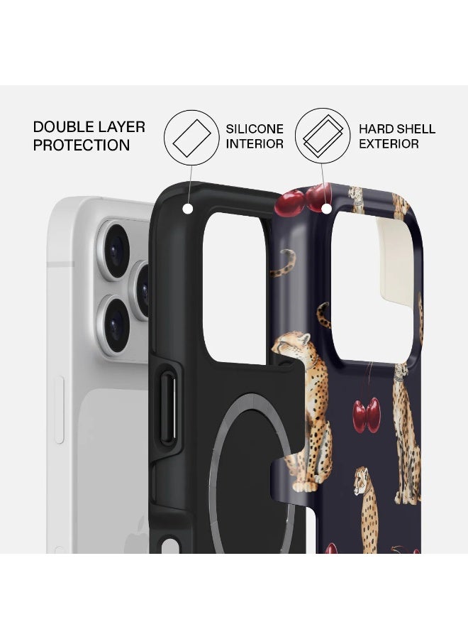 بورجا جراب بورجا لهاتف آيفون  برو بتصميم كوجر فاخر متوافق مع طبقة هجينة مزدوجة صلبة + حماية سيليكون - غطاء هاتف مقاوم للخدش والصدمات - Image 2