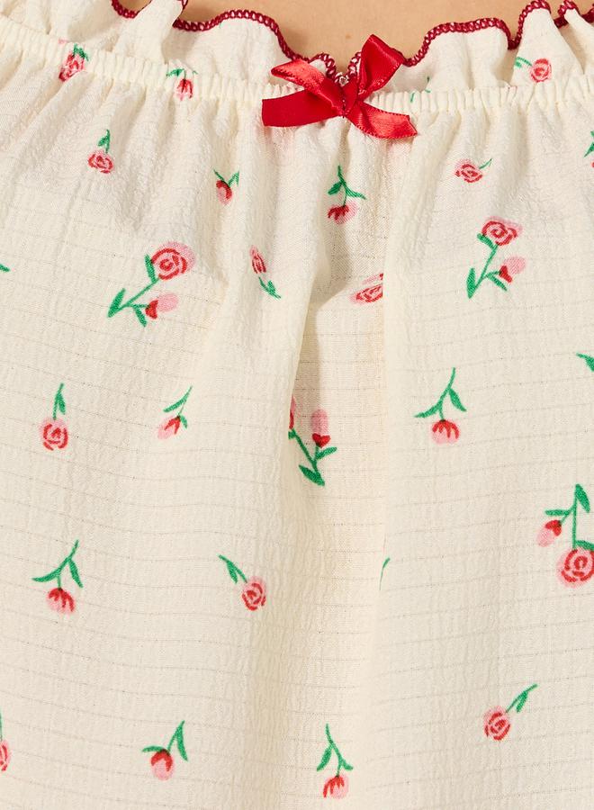 Styli Plus Size All-Over Print A-Line Ruffle Hem Sleep Night Dress  - Image 5