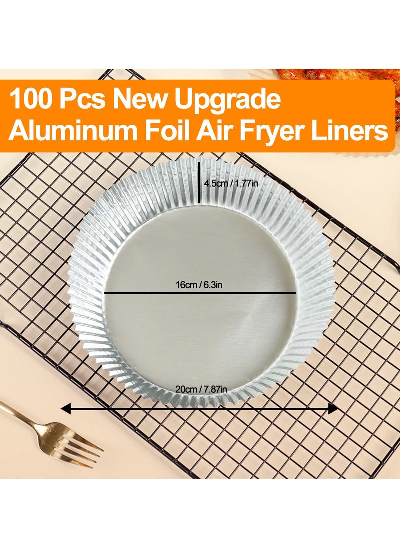 Cuken 100 Pieces Aluminum Foil Air Fryer Liners, Non, stick Air Fryer Disposable Paper Liner, Oil, Proof Water, Proof Air Fryer Sheets, Food Grade Aluminum Foil for Baking, Frying, Grilling, Roasting Microwave  - Image 2