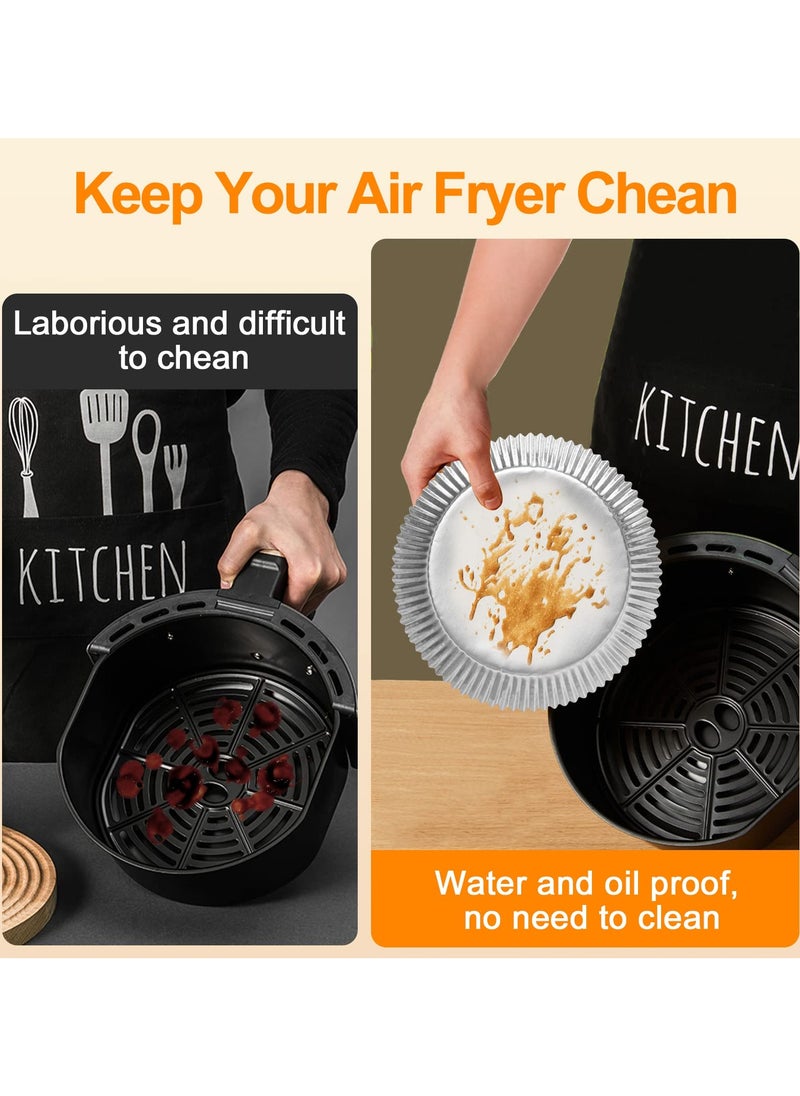 Cuken 100 Pieces Aluminum Foil Air Fryer Liners, Non, stick Air Fryer Disposable Paper Liner, Oil, Proof Water, Proof Air Fryer Sheets, Food Grade Aluminum Foil for Baking, Frying, Grilling, Roasting Microwave  - Image 4