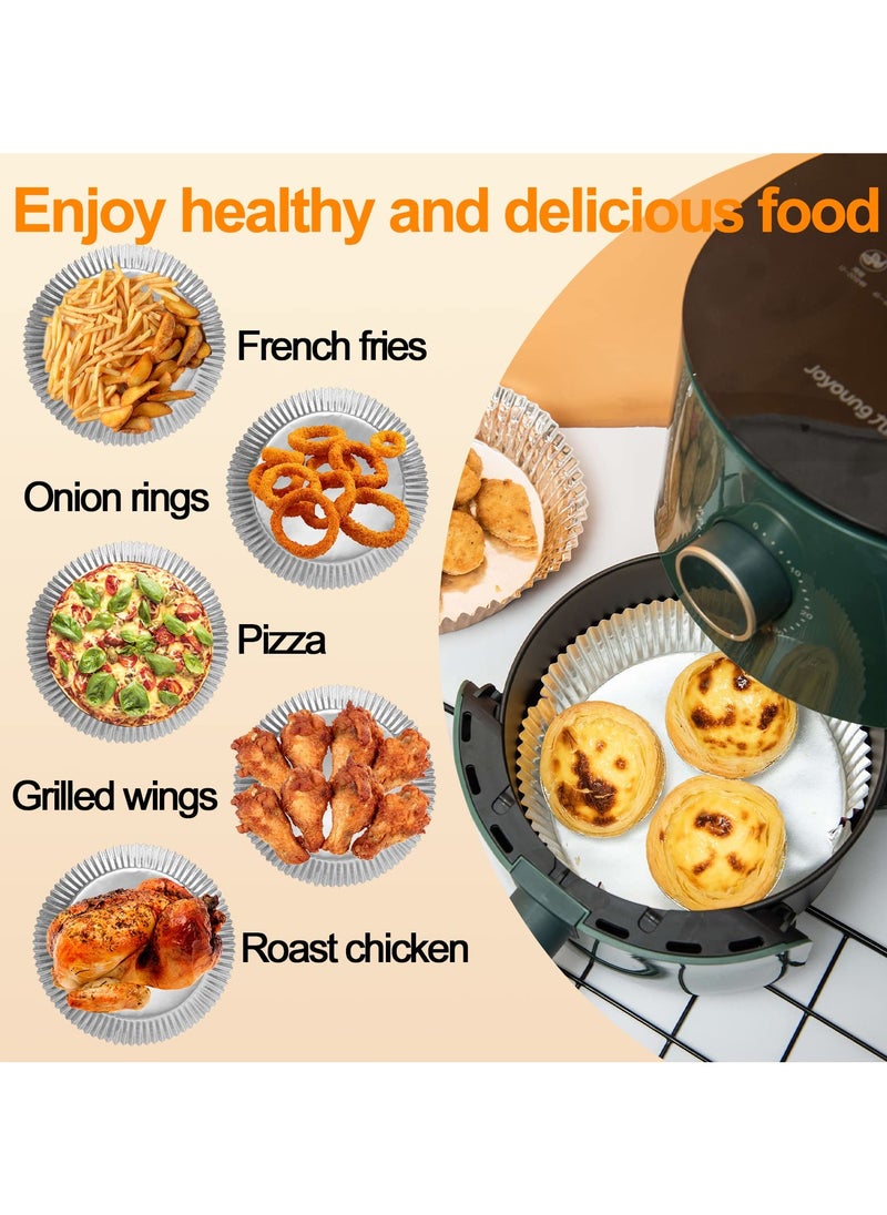 Cuken 100 Pieces Aluminum Foil Air Fryer Liners, Non, stick Air Fryer Disposable Paper Liner, Oil, Proof Water, Proof Air Fryer Sheets, Food Grade Aluminum Foil for Baking, Frying, Grilling, Roasting Microwave  - Image 5