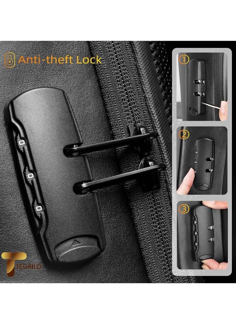 TEGRILO Anti Theft Laptop Backpack Fits 15.6 Inch Laptop Smart Work Backpack with USB Charging Port for Office Work Airplane Business Travel  - Image 3