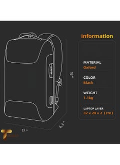 TEGRILO Anti Theft Laptop Backpack Fits 15.6 Inch Laptop Smart Work Backpack with USB Charging Port for Office Work Airplane Business Travel  - Image 4