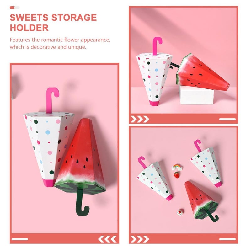 20 Umbrella Shaped Candy Boxes With Lid Colorful Polka Dot And Watermelon Snack Storage Containers For Birthday Party Wedding Packaging - Image 4