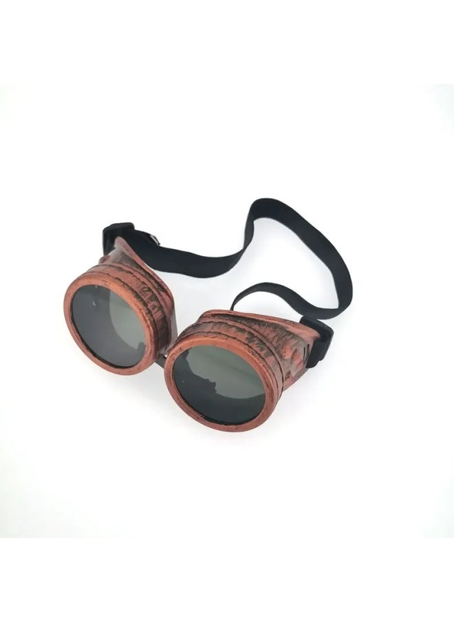 Generic - Men Sunglasses Fashion Steampunk Glasses Round Oversized Goggles Welding Punk Glasses Cosplay Brand Designer Colors Lens Shades-Lenses Color:Red Copper - Image 1