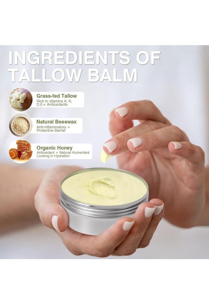 WoodSleep - Beef Tallow Balm for Skin Care – Unscented, All Purpose Balm for Sensitive Skin Heals and Hydrates with Olive Oil + Tallow from Grass-Fed Cows – Beef Tallow for Skin ,70g - Image 1