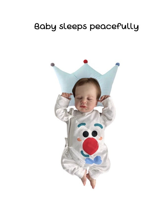 Vinnatsu Baby Pillows Baby headrest for Baby Sleeping Prevent Flat Head Protection Support Cute Crown Shape Suitable for infants aged 1-3 years old (Blue) - Image 3