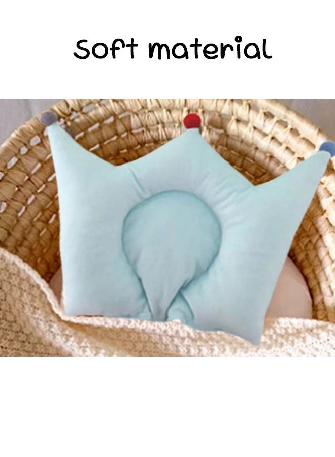 Vinnatsu Baby Pillows Baby headrest for Baby Sleeping Prevent Flat Head Protection Support Cute Crown Shape Suitable for infants aged 1-3 years old (Blue) - Image 4