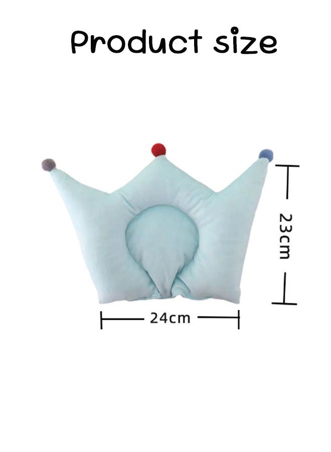 Vinnatsu Baby Pillows Baby headrest for Baby Sleeping Prevent Flat Head Protection Support Cute Crown Shape Suitable for infants aged 1-3 years old (Blue) - Image 2