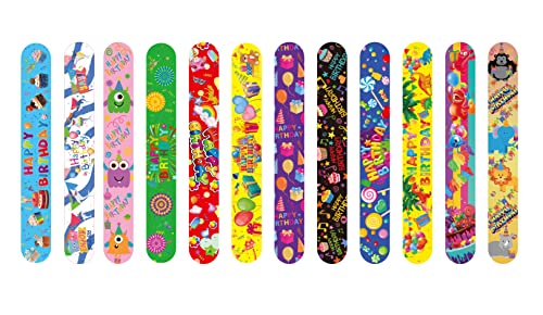 DimiGlobal 48 Pcs Happy Birthday Slap Bracelets for Kids Birthday Party Slap Bracelets Bulk Snap Bracelet Party Favors Supplies for kidsteens Gifts Teacher Classroom School Favors Prizes Exchanging Gifts - Image 5