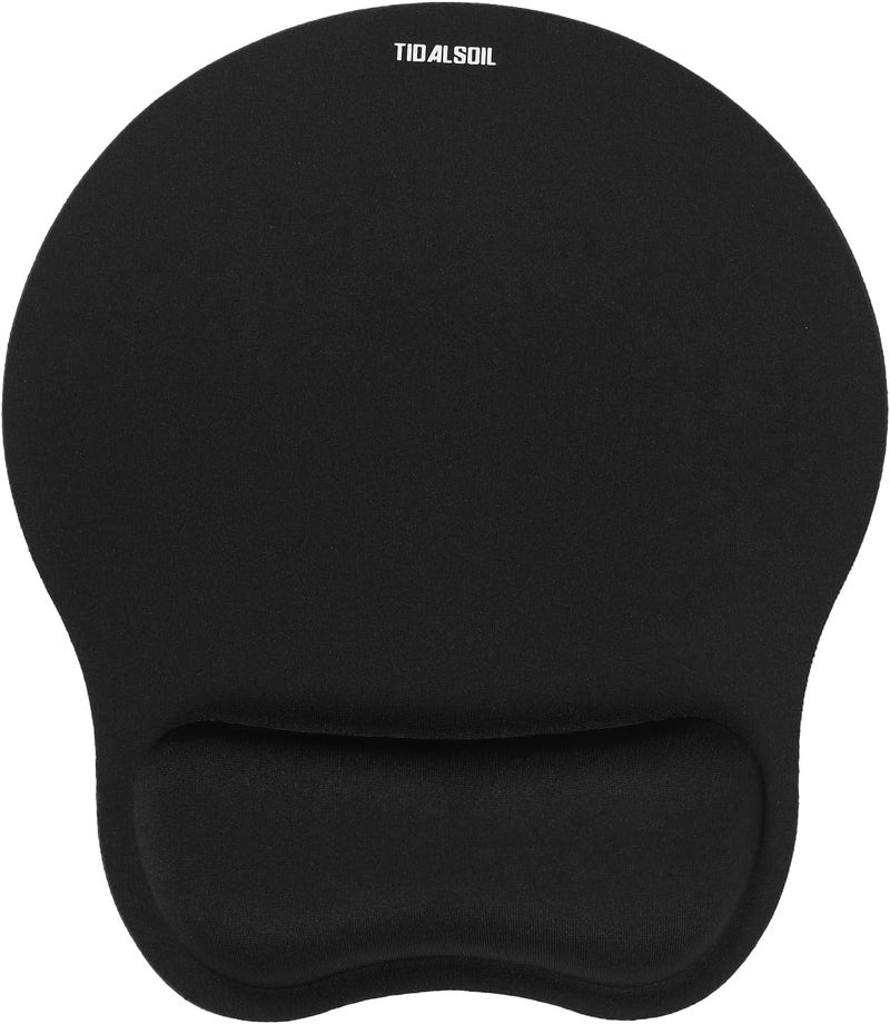 TIDALSOIL Mouse Pad with Wrist Support, Ergonomic Mouse Mat with Non-Slip PU Base, Pain Relief Memory Foam Mousepad for Office & Home, Black - Image 1