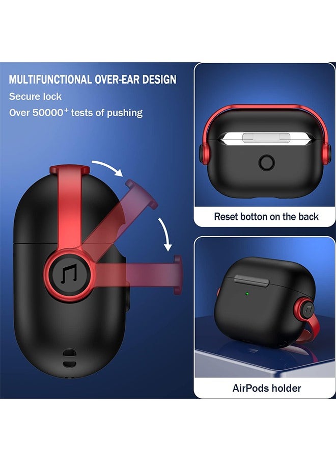 X-level - AirPods 4 Generation Case Cover with Keychain, Music Headphone Case Secure Lock Design Protective Case, Black/Red - Image 1
