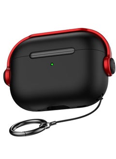 AirPods 4 Generation Case Cover with Keychain, Music Headphone Case Secure Lock Design Protective Case, Black/Red