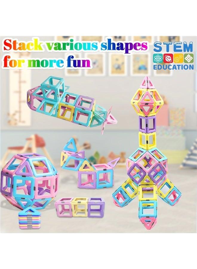 مجموعة مكعبات بناء مغناطيسية كبيرة بألوان الماكرون، لعبة تعليمية STEM للأطفال - Image 5