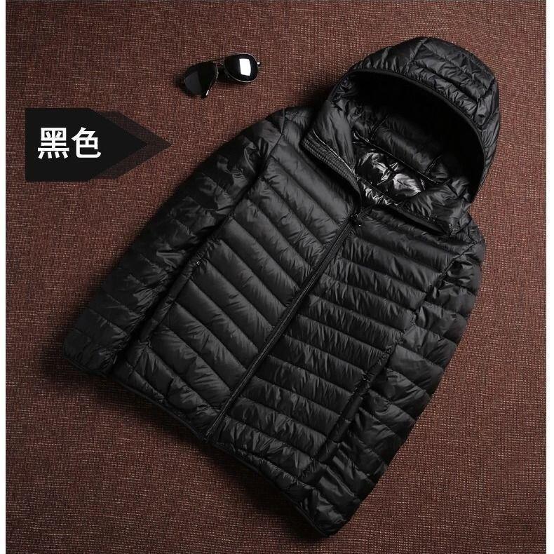 New Light Down Cotton-padded Jacket Mens Short Vertical Collar Jacket Young Mens Thin Down Cotton-padded Jacket black male hooded 