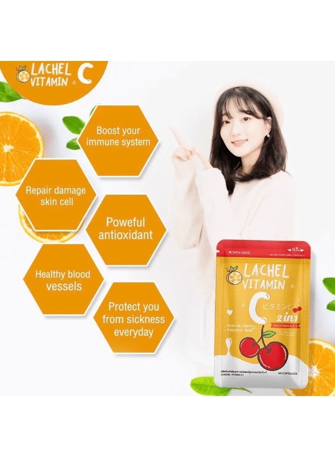 Lachel Vitamin C Lachille - 2 in 1 Vitamin A, C, E High (60 Capsules) - Image 5