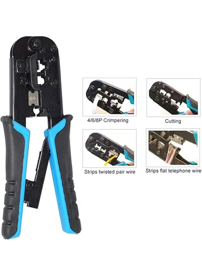Terabyte Dual Modular Network RJ45 RJ11 RJ12 Crimping Tool, Network Cable Cutting Stripping Crimper/Wire Stripper/Wire Cutter, for RJ45, RJ12 RJ11 8P/6P/4P /CAT5/CAT5e/CAT6/CAT6A All in One - Image 4