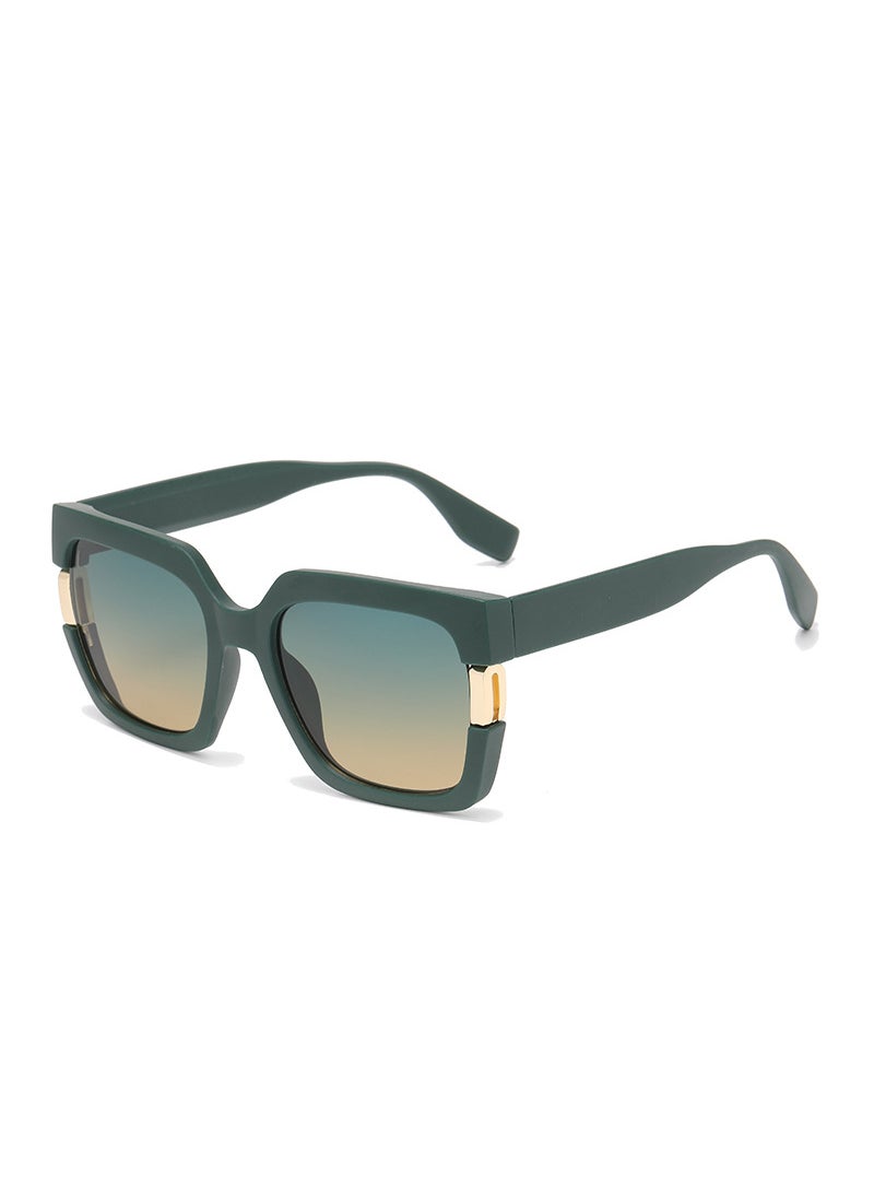 Generic - Jette 2411 Chic Square-frame Sunglasses for Women Green frame blue and yellow gradient c3 - Image 1