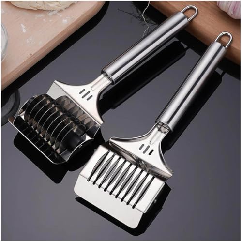 Adbeni Stainless Steel Noodle Cutter Roller Pack of 2 | Multi-Purpose Dough Lattice Roller & Pasta Maker | Kitchen Tool for Pastry, Pizza & Baking with Easy-Grip Handle & Hanging Loop - Image 1